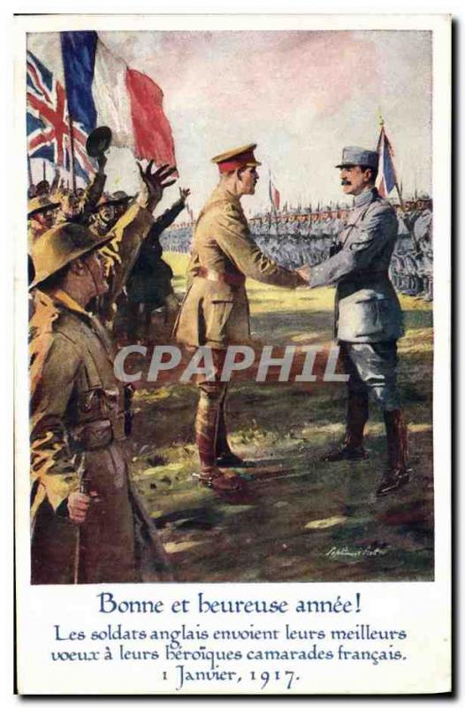 Old Postcard Army Happy New year 1917 English Soldiers