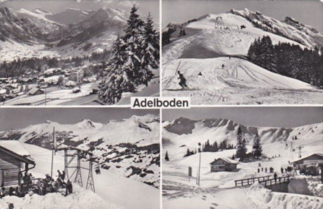 Switzerland Adelboden Multi View Skiers Real Photo