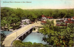Postcard MO Bird's View of Entrance to Noel Gas Station Hand-Colored 1930s S81