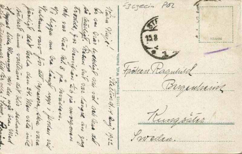 poland, SZCZECIN STETTIN, Ober-Zolldirektion (1922) Postcard