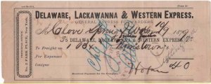 1879 Freight Bill, DELAWARE, LACKAWANNA & WESTERN EXPRESS, New York