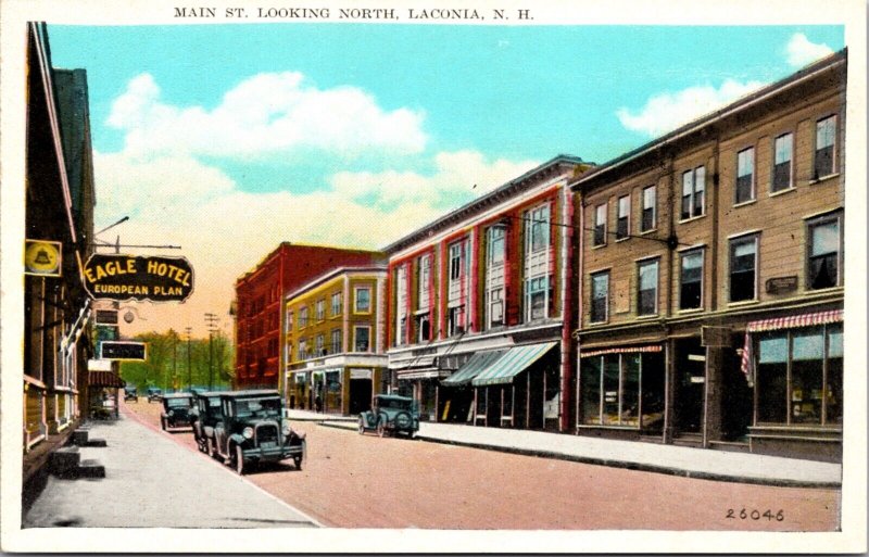 Postcard Main Street Looking North in Laconia, New Hampshire 