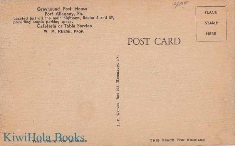 Postcard Greyhound Post House Port Allegany PA