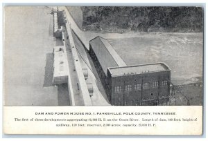 c1910 Aerial View Dam Power House Parksville Polk County Tennessee TN Postcard