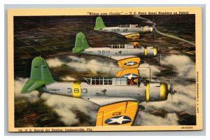 Vintage 1940's Military Postcard U.S. Navy Scout Bombers - Wings over Florida