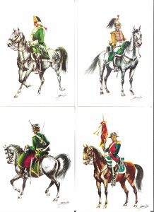 Horses. Spanish Army 1700s/1800s soldiers Modern Spanish, artist aigned PC