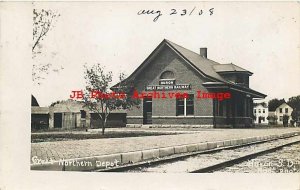Depot, South Dakota, Huron, RPPC, Great Northern Railway Station, 1908 PM
