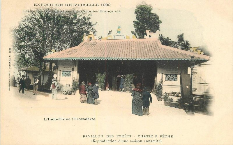 Postcard 1900 France Paris Exposition Indo China Pavilion undivided 22-12425