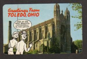 OH Greetings TOLEDO OHIO Postcard Cathedral Holy Rosary