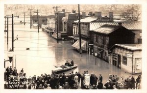 RPPC APOLLO PENNSYLVANIA FLOOD DISASTER COCA-COLA SIGN REAL PHOTO POSTCARD 1940s