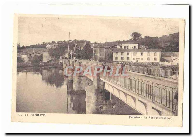 Hendaye Old Postcard Behobie International Bridge