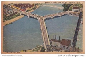 Ohio Zanesville Famous Y Bridge From The Air