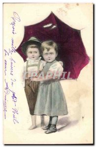 Old Postcard Fantasy Children and umbrella