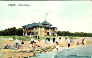 Ystad, Sweden SALTSJOBADEN People/Beach Scene/Bath House/Spa ca1910's Postcard
