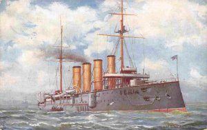 HMS Leviathan Armoured Cruiser Royal Navy Ship 1905 Tuck Ironclads V postcard