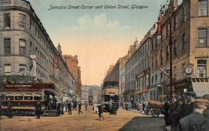 GLASGOW SCOTLAND UK JAMAICA & UNION STREET TROLLEY POSTCARD (c. 1910)