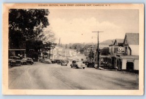 1940 Camillus New York Postcard Business Section Main Street Looking East Linen