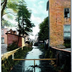 c1910s Valkenberg, Netherlands Canal Waterway Brick Buildings Wooden Bridge A367