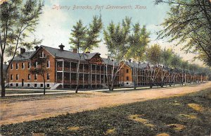 Infantry Barracks at for Leavenworth Kansas, USA Military Postal Used Date Un...