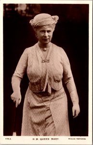 RPPC Royalty Queen Mary with Cane, Walking Stick Royalty Vintage Postcard Z15