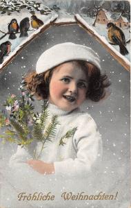 BG8471 bird girl child fir branch  weihnachten christmas greetings germany