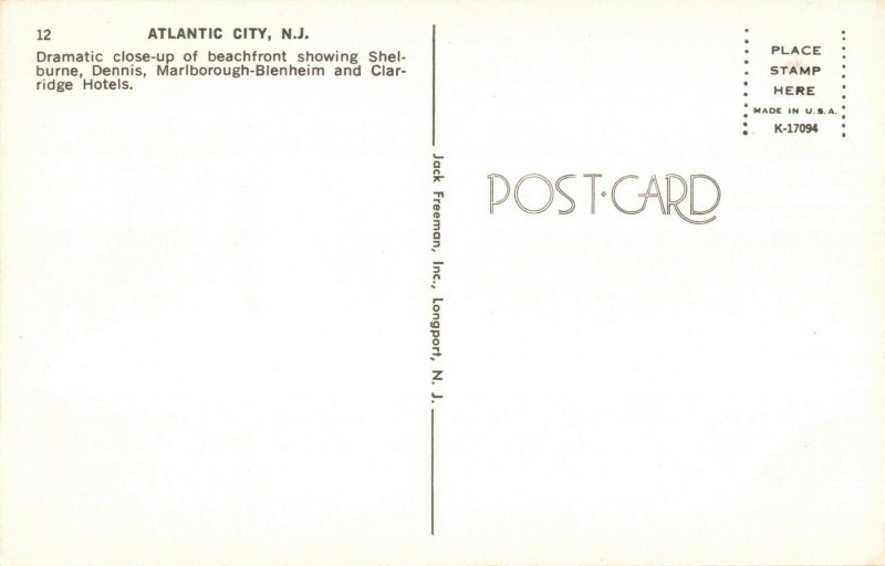 Clarridge Hotel USA Flag Beach Sun Bathers Atlantic City, N.J. Postcard 