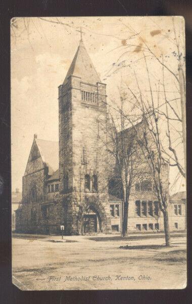 KENTON OHIO FIRST METHODIST CHURCH ANTIQUE VINTAGE POSTCARD BRIDGEPORT KANS.