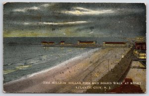 1914 Million Dollar Pier & Boardwalk At Night Atlantic City NJ Posted Postcard