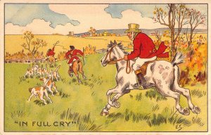 Early German Color Printing, Running of the Hounds, In Full Cry, Old Postcard