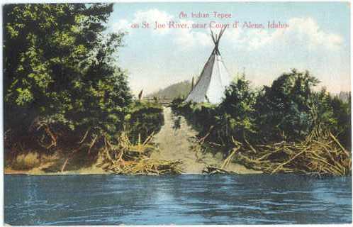 An Indian Tepee on St. Joe River, Northern Idaho, ID, Divided Back