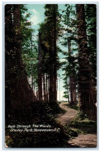 c1910 Path Through The Woods Stanley Park Vancouver BC Canada Antique Postcard