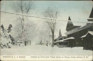 Center Harbor NH Village Square in Winter c1910 Postcard