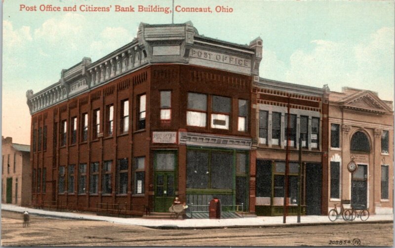 Postcard OH - Post Office and Citizens' Bank Building, Conneaut