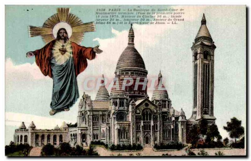 Old Postcard Paris Sacre Coeur Montmartre Jesus Christ