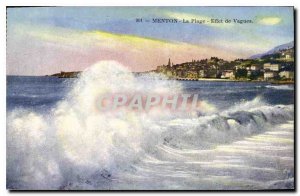 Old Postcard Menton The Beach Waves Effect