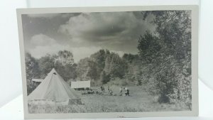 Vintage Postcard Young Lads Camping Field Trip 1950s Scouts ? Rppc Real Photo