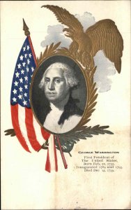 American First President George Washington Patriotic Border c1910 Postcard