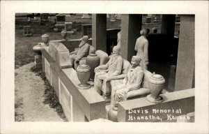 Hiawatha Kansas KS Davis Memorial Real Photo Vintage Postcard