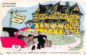 MISTER BREGER ON VACATION~NO PICTURE POSTCARDS OF THE PLACE COMIC POSTCARD 1957