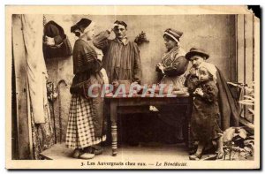 Old Postcard The home Auvergne The Benedicite Folklore Costume