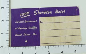 C. 1930's-40's Poster Stamp Luggage Label Sheraton Hotel Saint Louis, MO E6