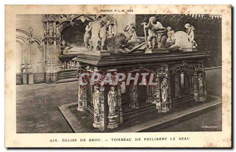 Old Postcard Ain Church Of Brou Tombeau De Philibert Le Beau