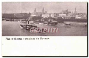 Mainz-Mainz-meillures My greeting mayence -Boot- Boat Old Postcard