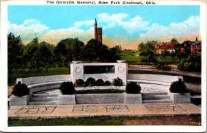USA The Galbraith Memorial Eden Park Cincinnati Ohio Vintage Postcard C005