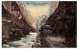 Vintage Going through the Royal Gorge, Colorado Railroad Postcard