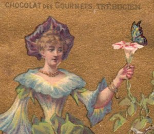 1870s-80s French Gourmet Chocolates Trebucien Anthropomorphic Flower Lady F155