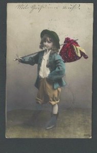 Ca 1900 PPC Boy Running Away From Home Tuck Card Used