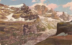 Beautiful view with mountains Old vintage Swiss postcard