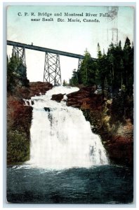 1935 C.P.R. Bridge and Montreal River Falls Near Sault Ste Marie Postcard 