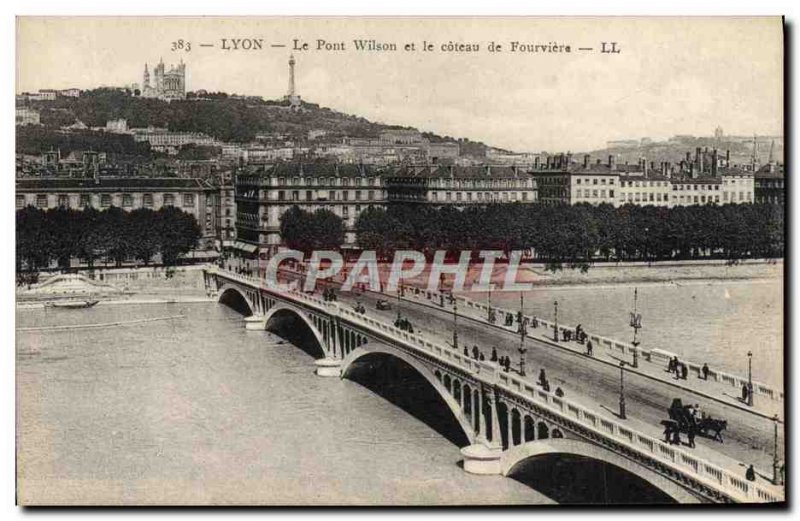 Old Postcard Lyon Wilson Bridge and the Coteau de Fourviere
